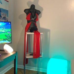 Red and Black Sheer Dress